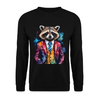 Costume de raton laveur Imprimé de conception d’animaux colorés - Sweat-shirt Unisexe - noir - Devant - Alina (178cm) & Michal (187cm)