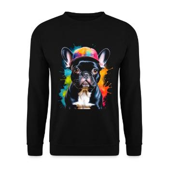 Bouledogue Français Snapback Cap Frenchie Dog - Sweat-shirt Unisexe - noir - Devant - Alina (178cm) & Michal (187cm)