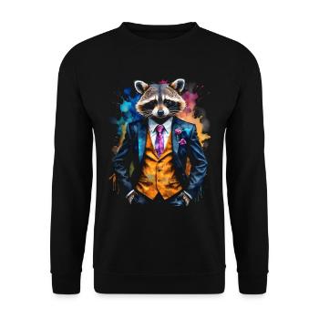 Costume de raton laveur Imprimé de conception d’animaux colorés - Sweat-shirt Unisexe - noir - Devant - Alina (178cm) & Michal (187cm)