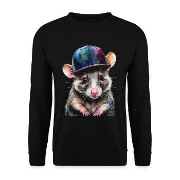 Opossum Snapback Cap Cool Tier Design Print - Unisex Sweatshirt - black - Front - Alina (178cm) & Michal (187cm)