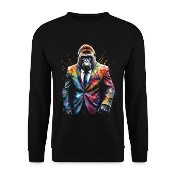 Costume de gorille singe Imprimé de conception d’animaux colorés - Sweat-shirt Unisexe - noir - Devant - Alina (178cm) & Michal (187cm)
