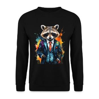 Costume de raton laveur Imprimé de conception d’animaux colorés - Sweat-shirt Unisexe - noir - Devant - Alina (178cm) & Michal (187cm)