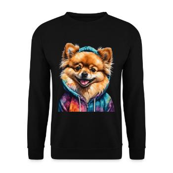 Pomeranian Pomeranian Pomeranian Hoodie Dog Print - Unisex Sweatshirt - black - Front - Alina (178cm) & Michal (187cm)