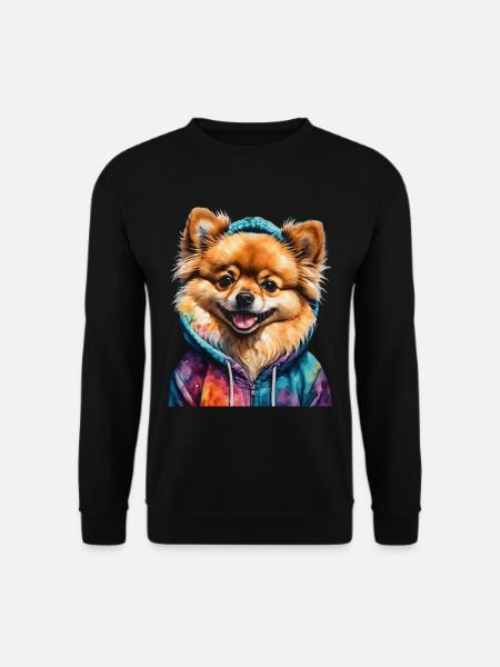 Pomeranian Zwergspitz Hoodie Hund Print - Unisex Pullover - Schwarz
