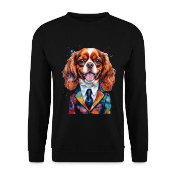 Cavalier King Charles Spaniel Costume Imprimé Chien - Sweat-shirt Unisexe - noir - Devant - Alina (178cm) & Michal (187cm)