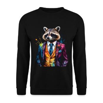 Costume de raton laveur Imprimé de conception d’animaux colorés - Sweat-shirt Unisexe - noir - Devant - Alina (178cm) & Michal (187cm)