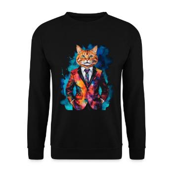 Cat Suit Colorful Funny Funny Animal Design Print - Unisex Sweatshirt - black - Front - Alina (178cm) & Michal (187cm)