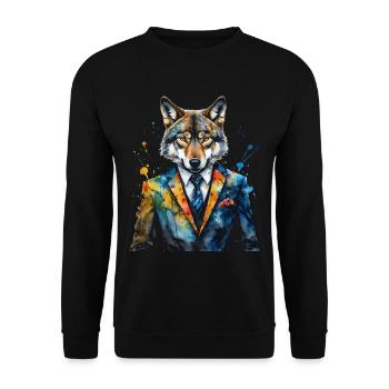 Wolf Suit Colorful Animal Design Print - Unisex Sweatshirt - black - Front - Alina (178cm) & Michal (187cm)