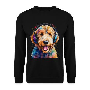 Goldendoodle Casque Chien Animal Design Imprimer - Sweat-shirt Unisexe - noir - Devant - Alina (178cm) & Michal (187cm)