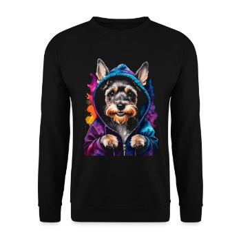 Zwergschnauzer Hoodie Hund Lustig Tier Print - Unisex Pullover - Schwarz - Vorne - Alina (178cm) & Michal (187cm)