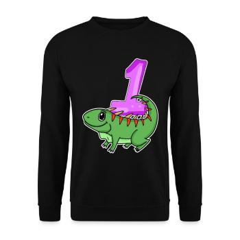 1 an - Inscription à l’école - Motif Iguane - Numéro 1 - Sweat-shirt Unisexe - noir - Devant - Alina (178cm) & Michal (187cm)