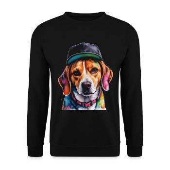 Beagle Snapback Cap Dog Funny Animal Design Print - Unisex Sweatshirt - black - Front - Alina (178cm) & Michal (187cm)