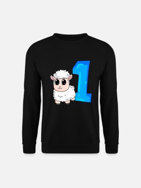 1 Jahr alt - Einschulung - Schaf Motiv - Zahl 1 - Unisex Pullover - Schwarz