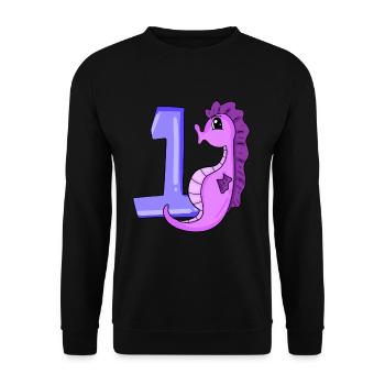 1 an - Inscription à l’école - Motif hippocampe - Sweat-shirt Unisexe - noir - Devant - Alina (178cm) & Michal (187cm)