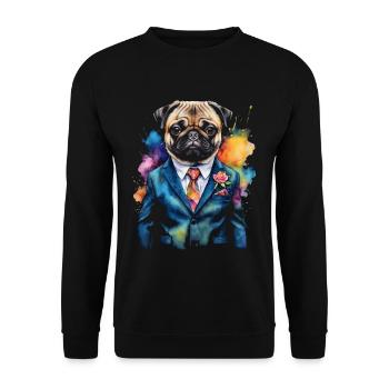 Carlin Costume Chien Coloré Drôle Animal Design Imprimer - Sweat-shirt Unisexe - noir - Devant - Alina (178cm) & Michal (187cm)