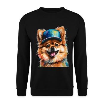 Casquette Snapback Poméranienne Poméranie Imprimé Chien - Sweat-shirt Unisexe - noir - Devant - Alina (178cm) & Michal (187cm)