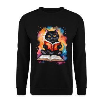 Livre de lecture de chat imprimé coloré drôle de conception animale - Sweat-shirt Unisexe - noir - Devant - Alina (178cm) & Michal (187cm)
