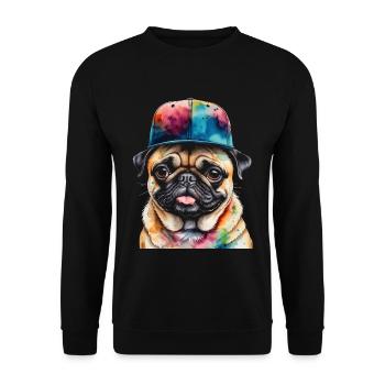Carlin Snapback Cap Chien Coloré Conception Drôle Imprimer - Sweat-shirt Unisexe - noir - Devant - Alina (178cm) & Michal (187cm)