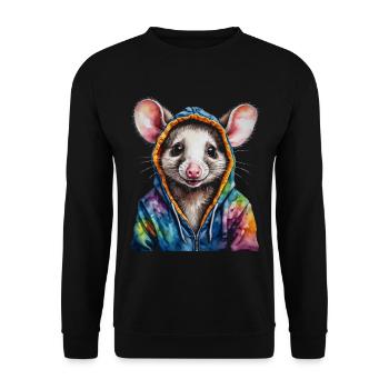 Sweat à capuche Opossum imprimé animal coloré - Sweat-shirt Unisexe - noir - Devant - Alina (178cm) & Michal (187cm)