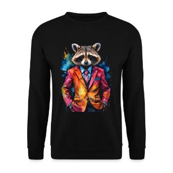 Costume de raton laveur Imprimé de design animal coloré - Sweat-shirt Unisexe - noir - Devant - Alina (178cm) & Michal (187cm)