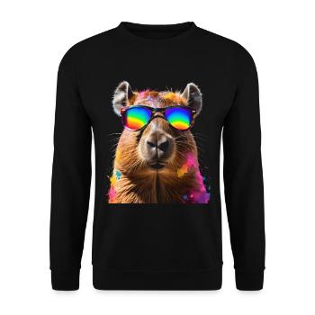 Lunettes de soleil Capybara Capy Colorful Animal Design Print - Sweat-shirt Unisexe - noir - Devant - Alina (178cm) & Michal (187cm)