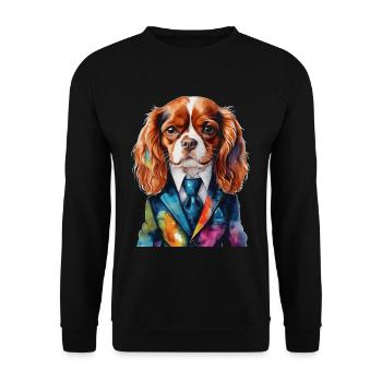 Cavalier King Charles Spaniel Costume Imprimé Chien - Sweat-shirt Unisexe - noir - Devant - Alina (178cm) & Michal (187cm)