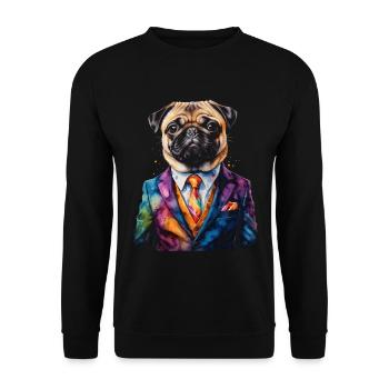 Carlin Costume Chien Coloré Drôle Animal Design Imprimer - Sweat-shirt Unisexe - noir - Devant - Alina (178cm) & Michal (187cm)