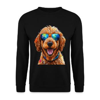Goldendoodle Sonnenbrille Hund Tier Design Print - Unisex Pullover - Schwarz - Vorne - Alina (178cm) & Michal (187cm)