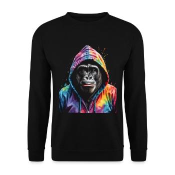 Gorille Sweat à capuche Monkey Imprimé de design d’animaux colorés - Sweat-shirt Unisexe - noir - Devant - Alina (178cm) & Michal (187cm)