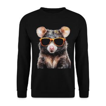 Lunettes de soleil Opossum Imprimé de design animalier coloré - Sweat-shirt Unisexe - noir - Devant - Alina (178cm) & Michal (187cm)
