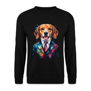 Beagle Suit Dog Colorful Funny Animal Design Print - Unisex Sweatshirt - black - Front - Alina (178cm) & Michal (187cm)