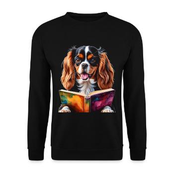 Cavalier King Charles Spaniel Lecture Livre Chien - Sweat-shirt Unisexe - noir - Devant - Alina (178cm) & Michal (187cm)