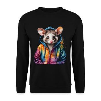 Sweat à capuche Opossum Imprimé de design d’animaux colorés - Sweat-shirt Unisexe - noir - Devant - Alina (178cm) & Michal (187cm)