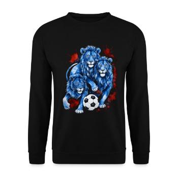 Löwen Fußball Bunt England Tier Design Print - Unisex Pullover - Schwarz - Vorne - Alina (178cm) & Michal (187cm)