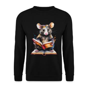 Possum Lecture Coloré Animal Design Imprimer - Sweat-shirt Unisexe - noir - Devant - Alina (178cm) & Michal (187cm)