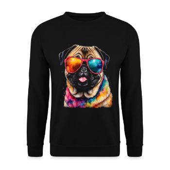 Carlin Lunettes de soleil Chien Coloré Drôle Design Imprimer - Sweat-shirt Unisexe - noir - Devant - Alina (178cm) & Michal (187cm)