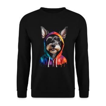 Zwergschnauzer Hoodie Hund Lustig Tier Print - Unisex Pullover - Schwarz - Vorne - Alina (178cm) & Michal (187cm)