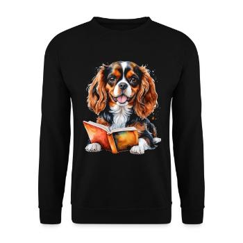 Cavalier King Charles Spaniel Lecture Livre Chien - Sweat-shirt Unisexe - noir - Devant - Alina (178cm) & Michal (187cm)