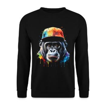 Gorilla Snapback Cap Monkey Cool Animal Design Print - Sweat-shirt Unisexe - noir - Devant - Alina (178cm) & Michal (187cm)