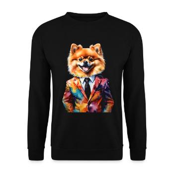 Poméranien Poméranien Costume Chien Imprimé Coloré - Sweat-shirt Unisexe - noir - Devant - Alina (178cm) & Michal (187cm)