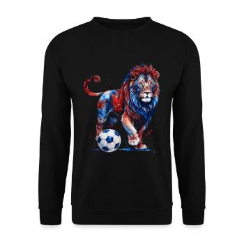 Lion Football Coloré France Animal Design Print - Sweat-shirt Unisexe - noir - Devant - Alina (178cm) & Michal (187cm)