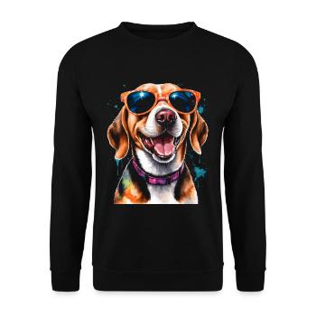 Beagle Sunglasses Dog Funny Animal Design Print - Unisex Sweatshirt - black - Front - Alina (178cm) & Michal (187cm)