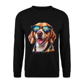 Beagle Sunglasses Dog Funny Animal Design Print - Unisex Sweatshirt - black - Front - Alina (178cm) & Michal (187cm)