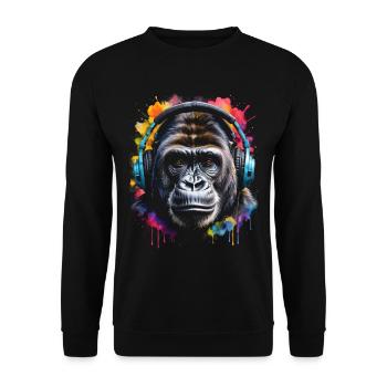 Casque Gorille Singe Coloré Animal Design Imprimer - Sweat-shirt Unisexe - noir - Devant - Alina (178cm) & Michal (187cm)
