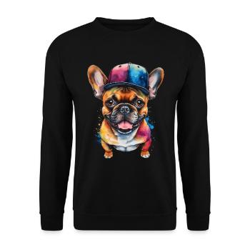 Bouledogue Français Snapback Cap Frenchie Dog - Sweat-shirt Unisexe - noir - Devant - Alina (178cm) & Michal (187cm)