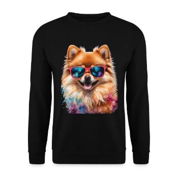 Pomeranian Pomeranian Sunglasses Dog Print - Unisex Sweatshirt - black - Front - Alina (178cm) & Michal (187cm)