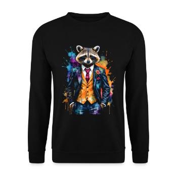 Costume de raton laveur Imprimé de design animal coloré - Sweat-shirt Unisexe - noir - Devant - Alina (178cm) & Michal (187cm)