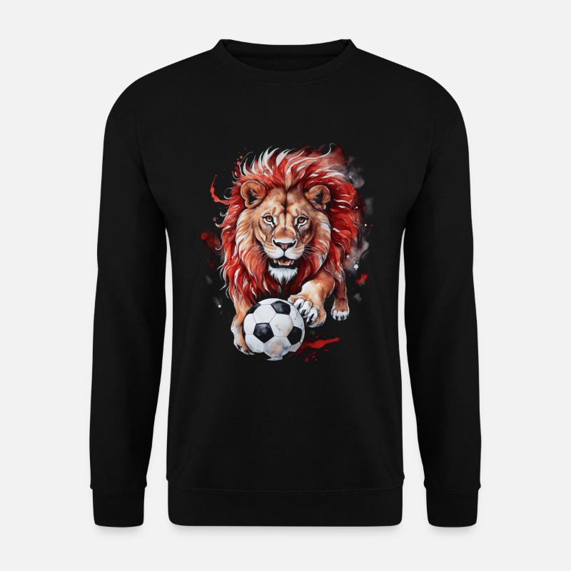 Löwe Fußball Bunt Georgien Tier Design Print - Unisex Pullover - Schwarz