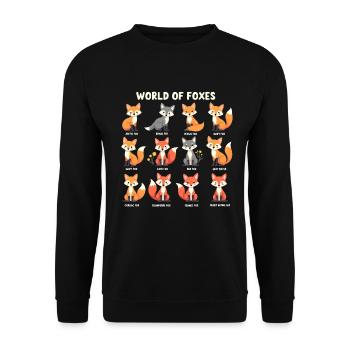 Viele Fuchsarten - Welt der Füchse - Unisex Pullover - Schwarz - Vorne - Alina (178cm) & Michal (187cm)