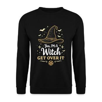 Ja, ich bin eine Hexe - Unisex Pullover - Schwarz - Vorne - Alina (178cm) & Michal (187cm)